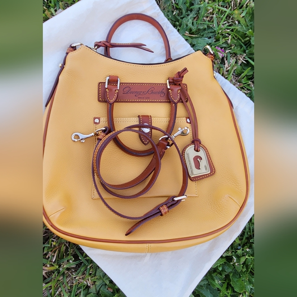 Dooney & Bourke TEARDROP Hobo Palmino and Brown Leather Bag